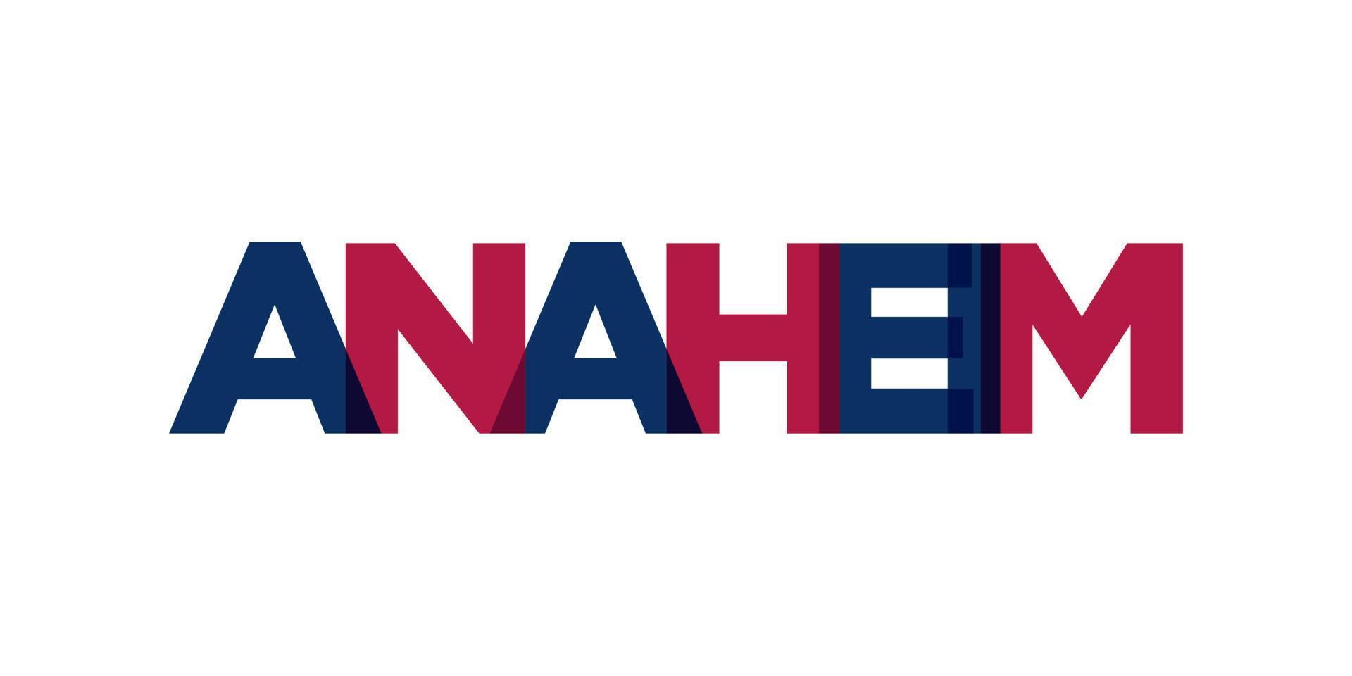 Anaheim, Kalifornien, USA typografi slogan design. Amerika logotyp med grafisk stad text för skriva ut och webb. vektor