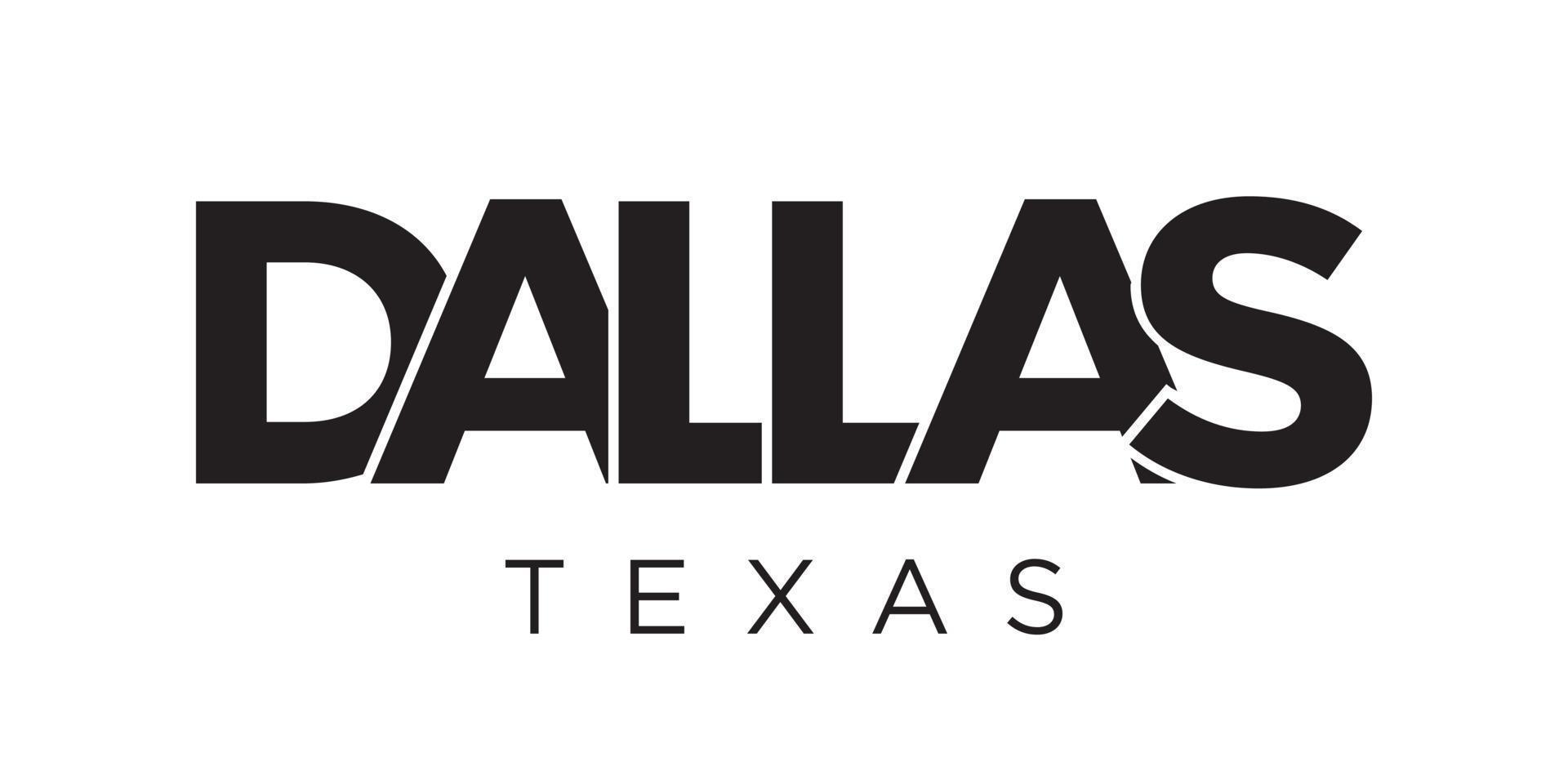 Dallas, texas, USA typografi slogan design. Amerika logotyp med grafisk stad text för skriva ut och webb. vektor