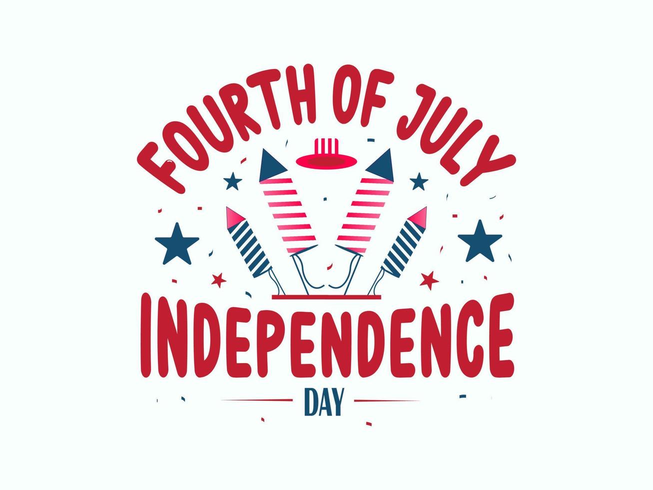 4:e av juli hälsning kort med förenad stater nationell flagga färger och hand text text Lycklig oberoende dag. vektor illustration.