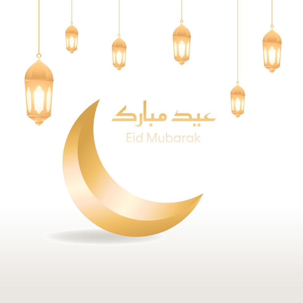 eid Mubarak golden Luxus Design. glänzend Gold Moschee mit schön traditionell islamisch Muster und elegant Kalligraphie. perfekt zum Gruß Karten, Poster, und Sozial Medien Beiträge vektor