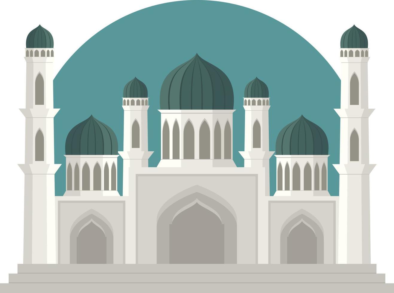 platt modern islamic moské byggnad illustration. lämplig för diagram, Karta, infografik, illustration, och ramadan hälsning kort vektor