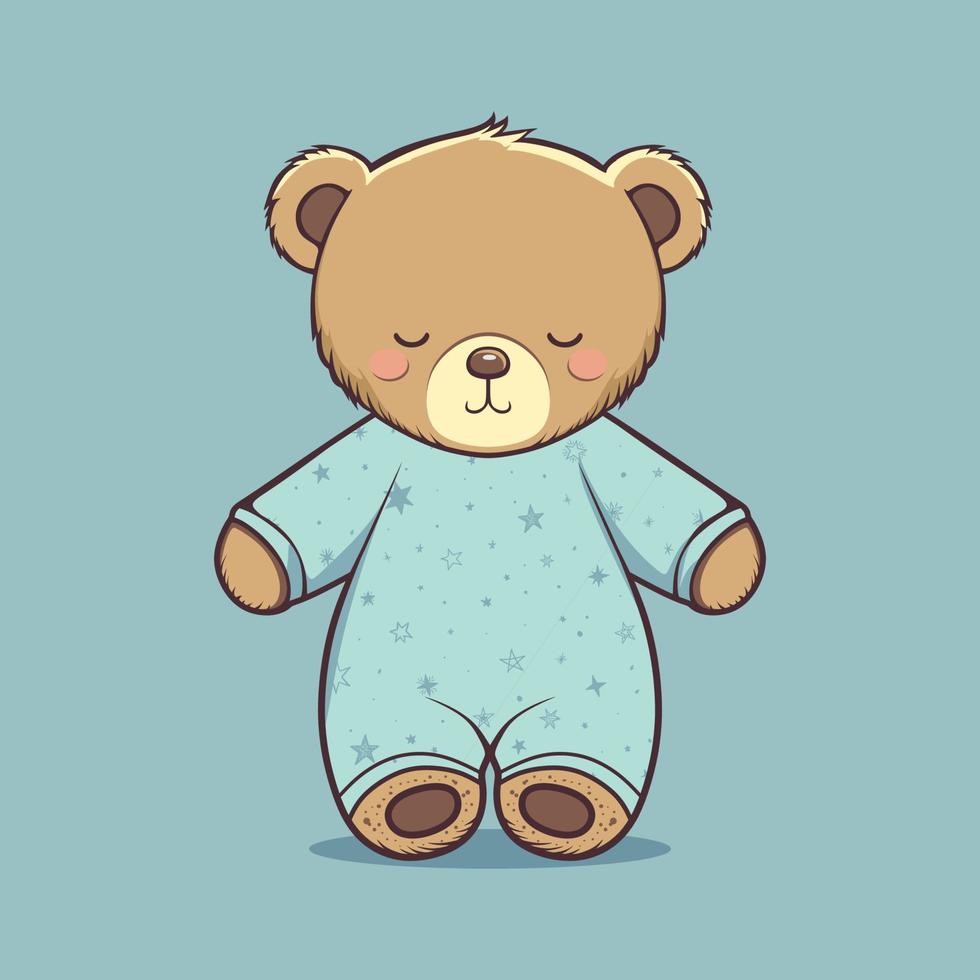 teddy Björn pyjamas logotyp platt design vektor