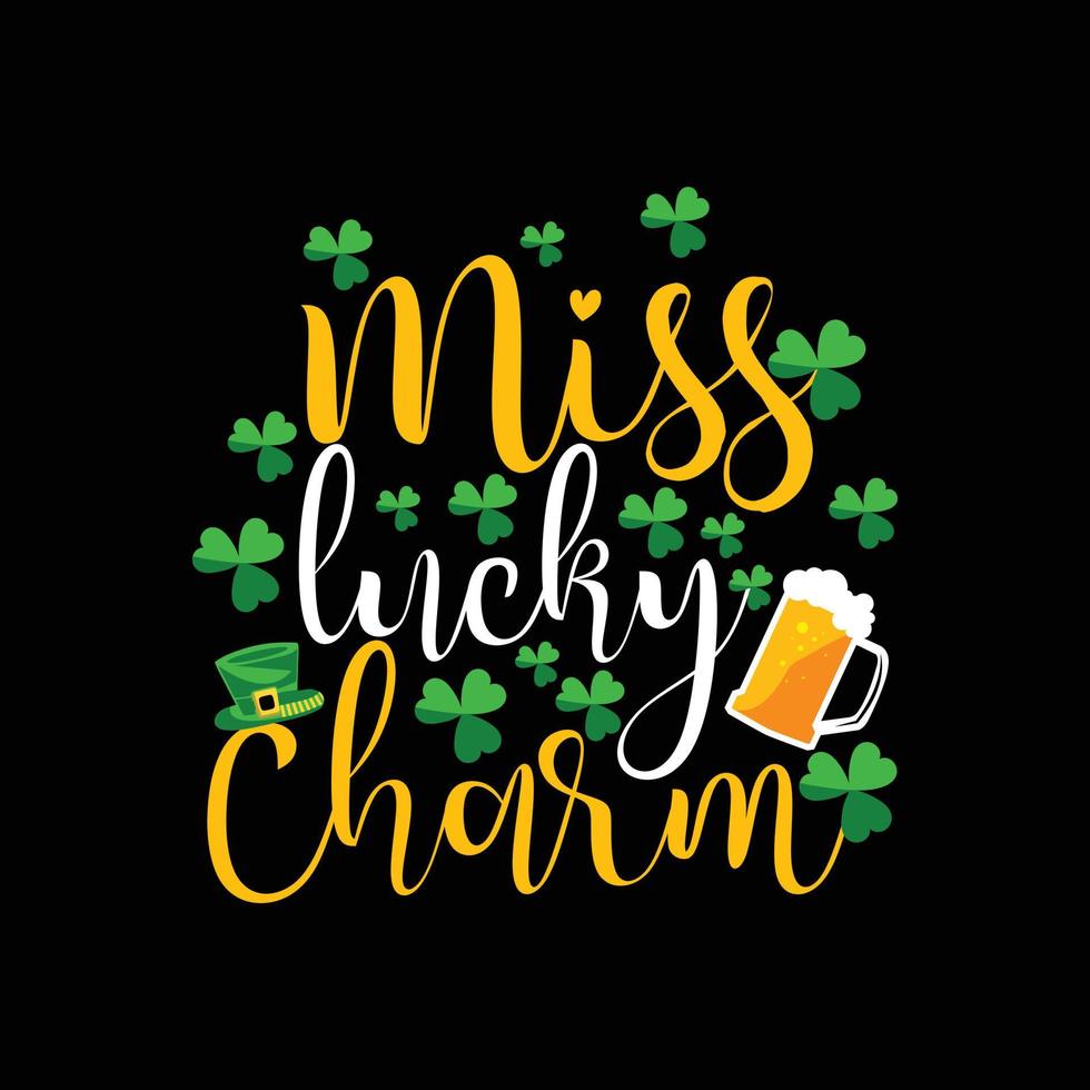 Fräulein Glücklich Charme Vektor T-Shirt Design. st. Patrick Tag T-Shirt Design. können Sein benutzt zum drucken Tassen, Aufkleber Entwürfe, Gruß Karten, Poster, Taschen, und T-Shirts