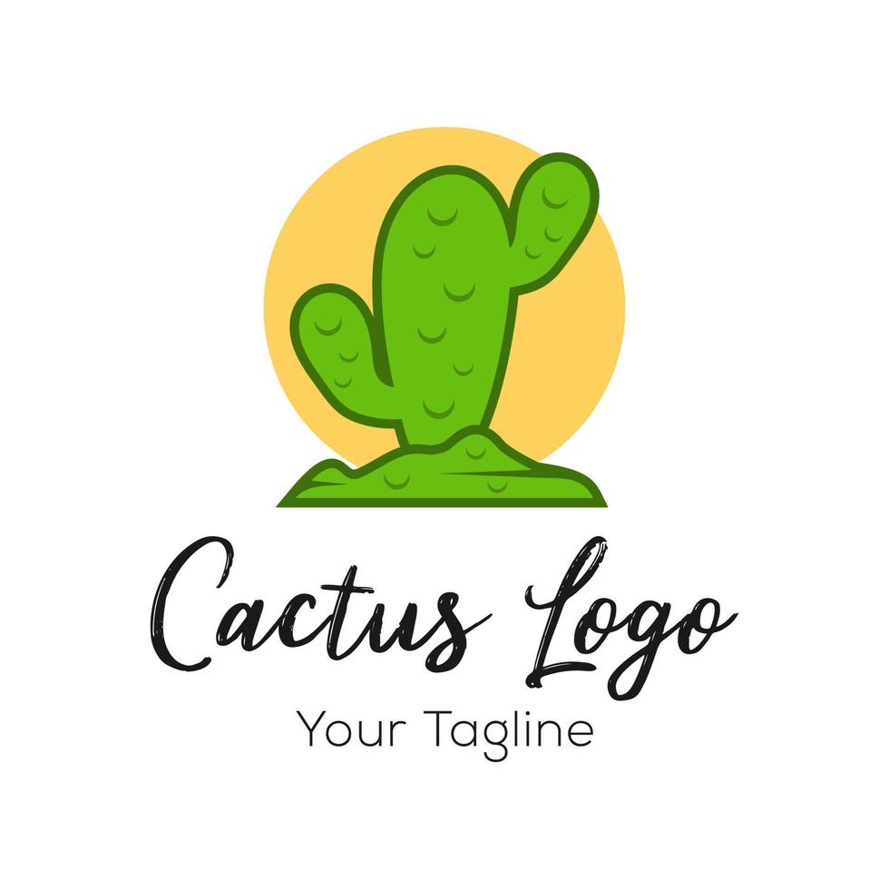 kaktus logotyp design bricka vektor illustration