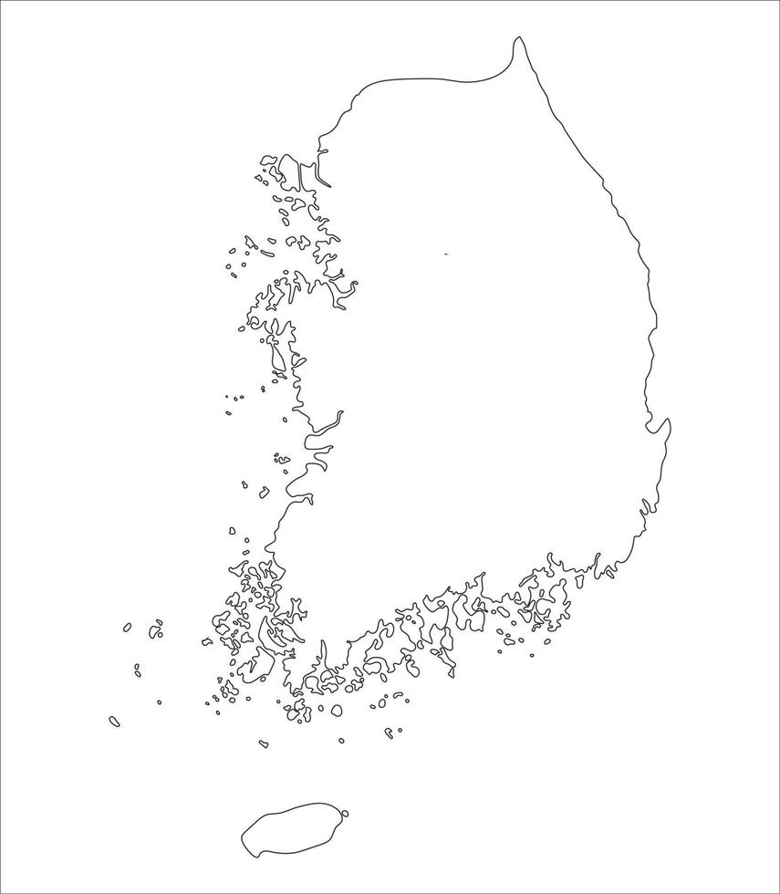 Süd Korea Karte Umrisse hoch detailliert auf Weiß Hintergrund vektor