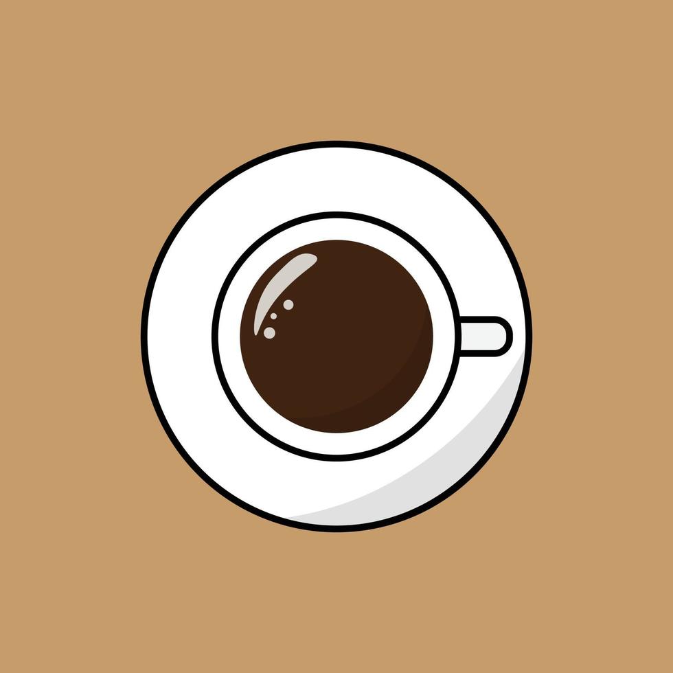 kopp av kaffe med skum. minimalistisk kopp av latte. cappuccino, se från ovan. topp se. minimal design affisch platt vektor illustration.