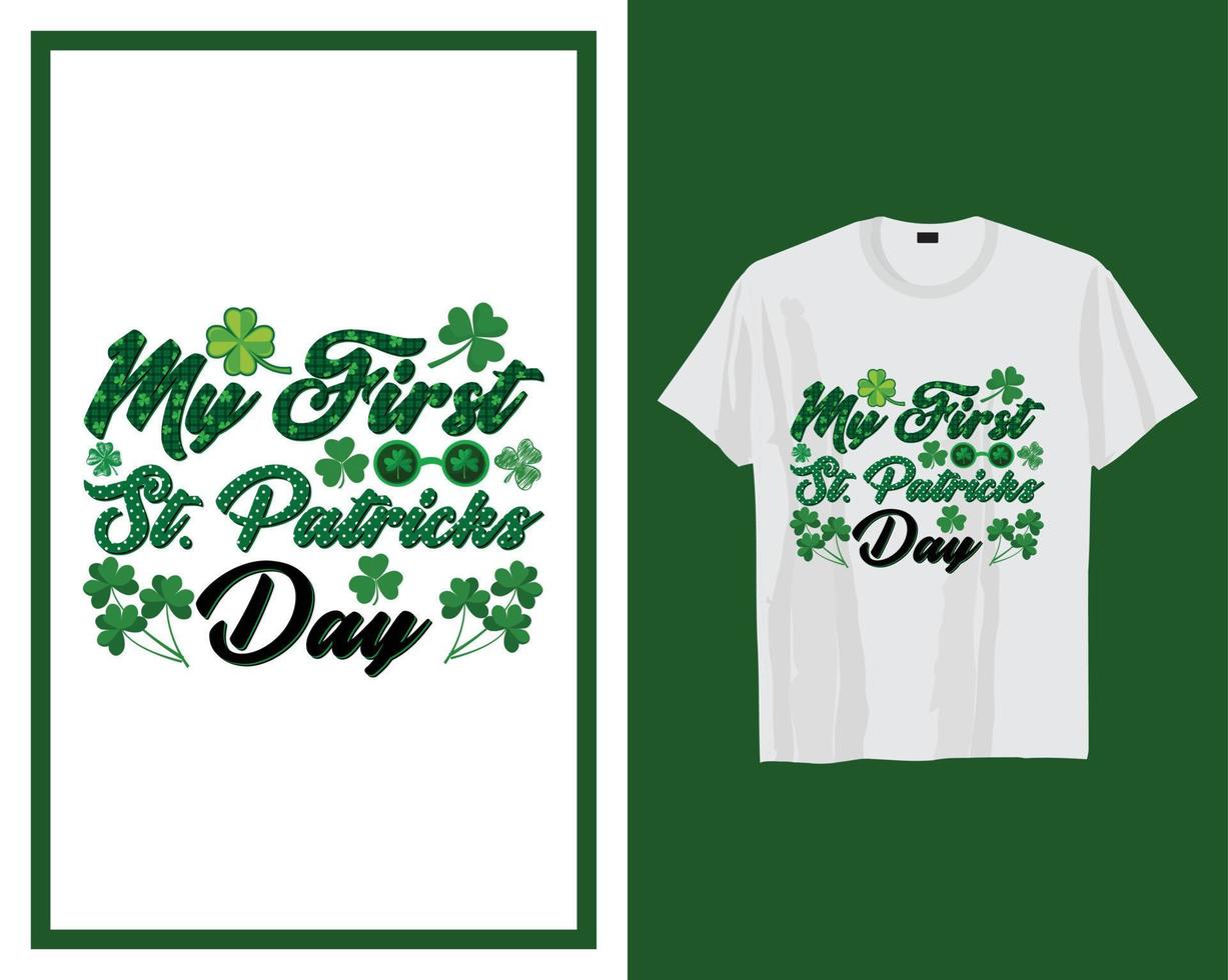 min först st Patricks dag t skjorta typografi design vektor illustration