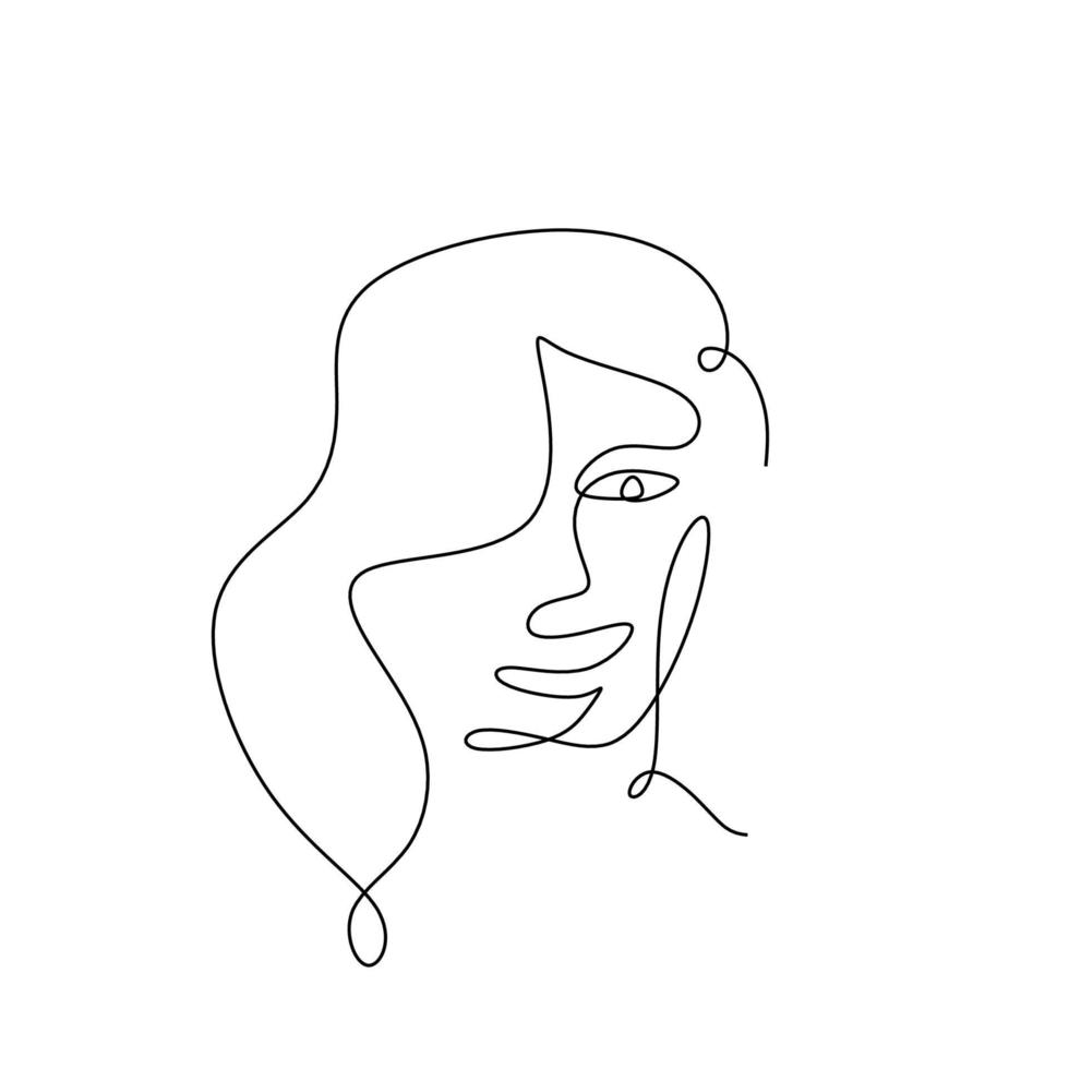 abstrakte Frau Gesicht eine Strichzeichnung. Porträt minimalistischen Stil. durchgehende Linie. Minimalismusplakatkunst mit einer Linie, die abstraktes Gesicht zeichnet. vektor