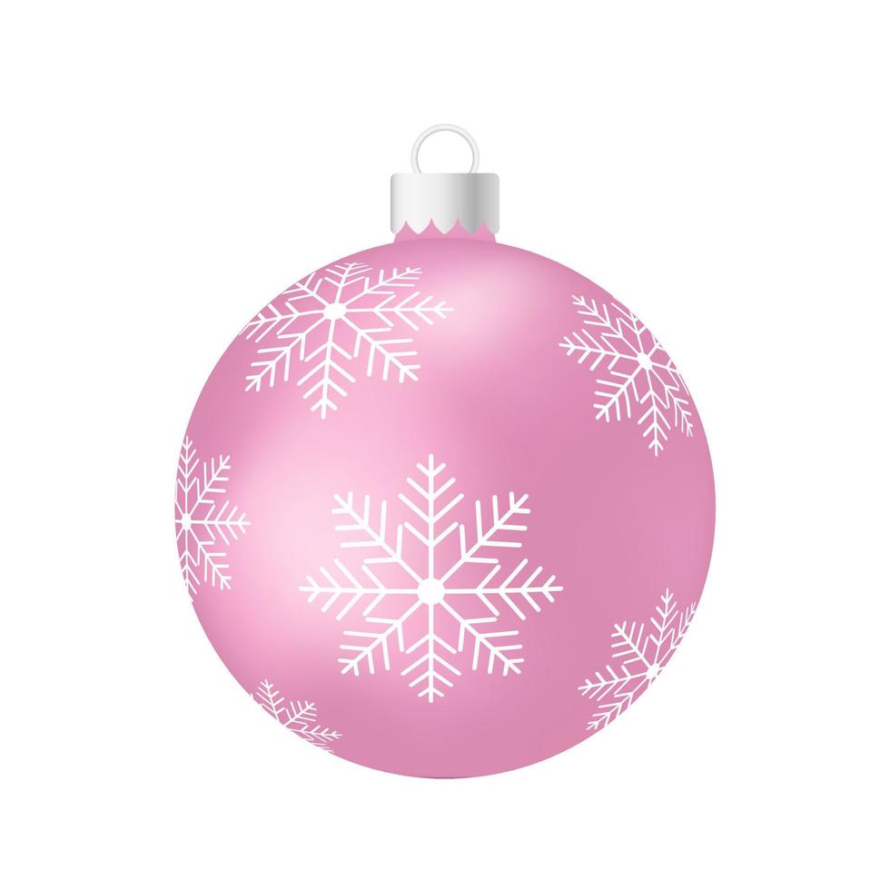 rosa rose weihnachtsbaum spielzeug oder ball volumetrische und realistische farbabbildung vektor