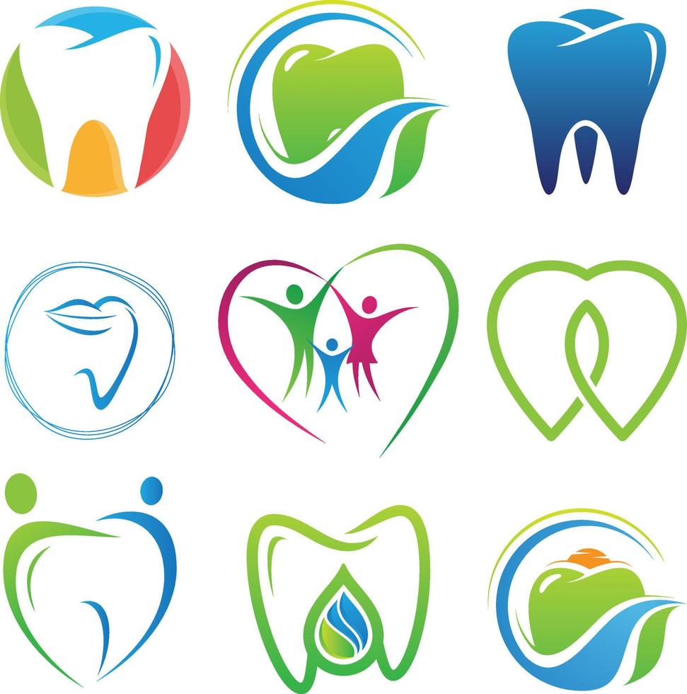 einstellen von bunt Dental Vektor Symbol Symbol zum Element Design auf das Weiß Hintergrund