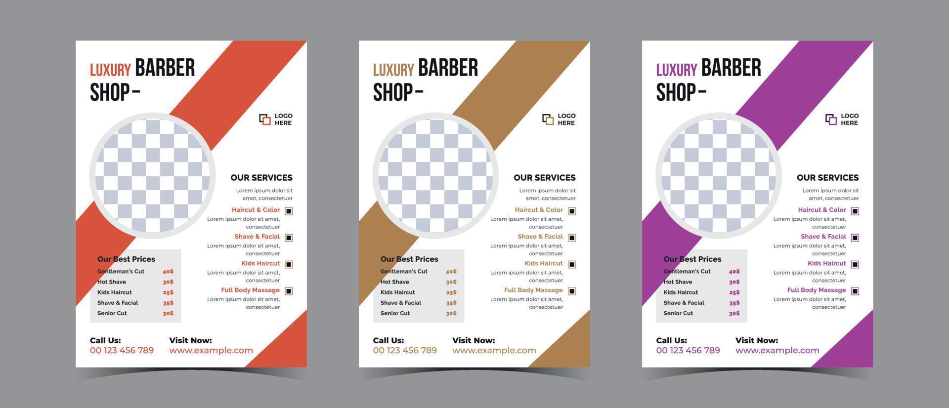 Flyer Design zum Barbier Geschäft Geschäft und Spa Geschäft vektor