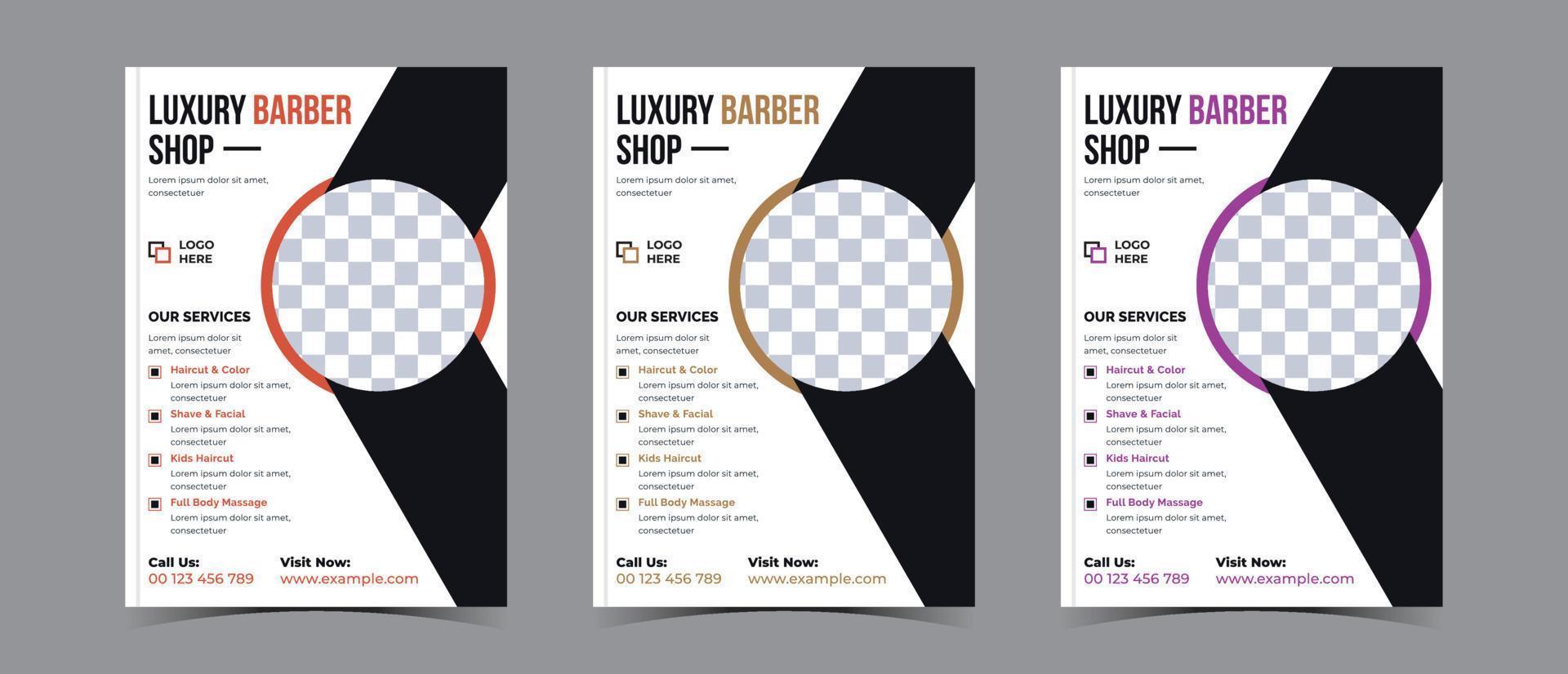 Flyer Design zum Barbier Geschäft Geschäft und Spa Geschäft vektor