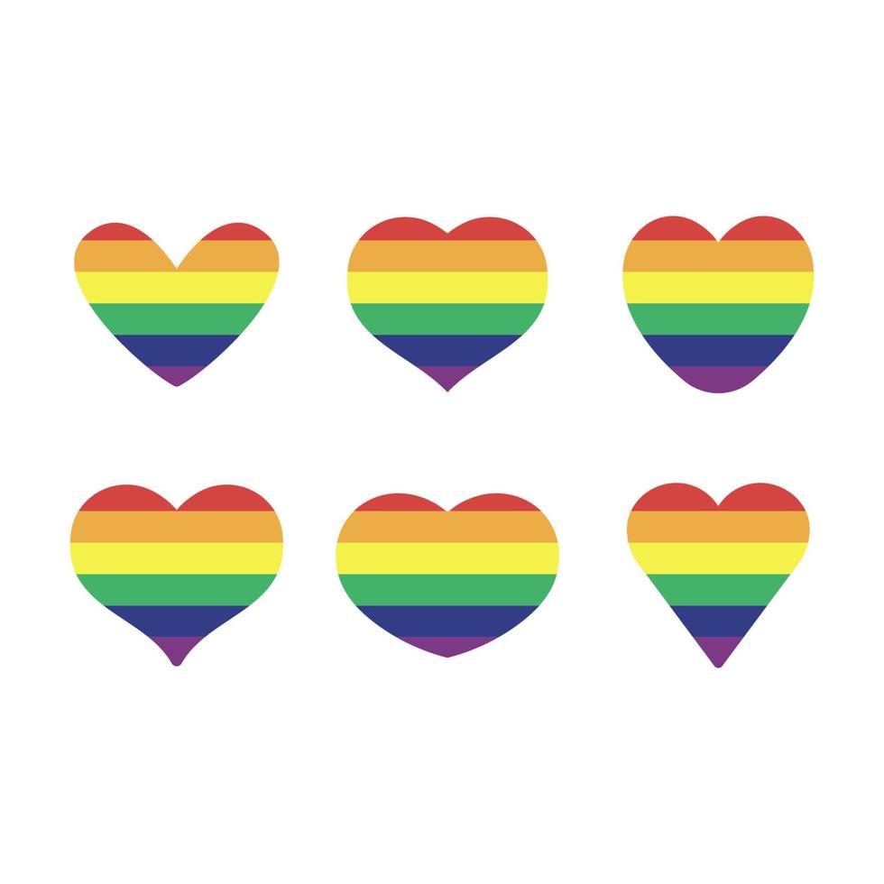 HBTQ regnbåge flagga i hjärtan form. Gay, lesbisk, bisexuell, trans, queer stolthet kärlek symbol av sexuell mångfald vektor