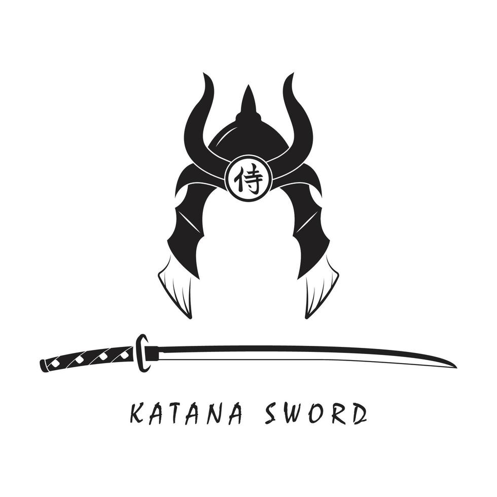 katana svärd logotyp, årgång vektor illustration, design modern japansk svärd av katana logotyp begrepp