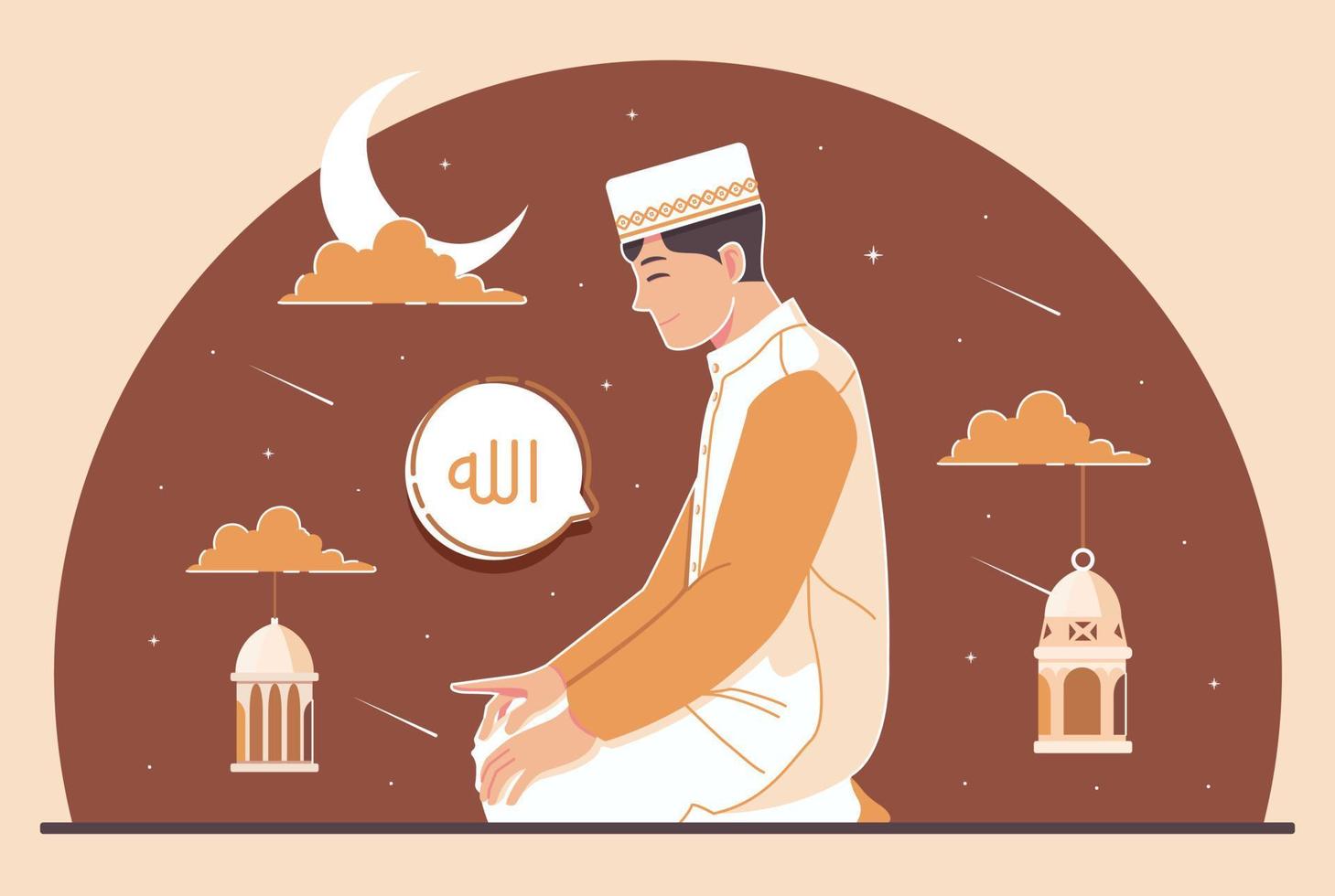 Vektor Muslim beten Charakter Illustrationsvektor Muslim beten Charakter Illustration