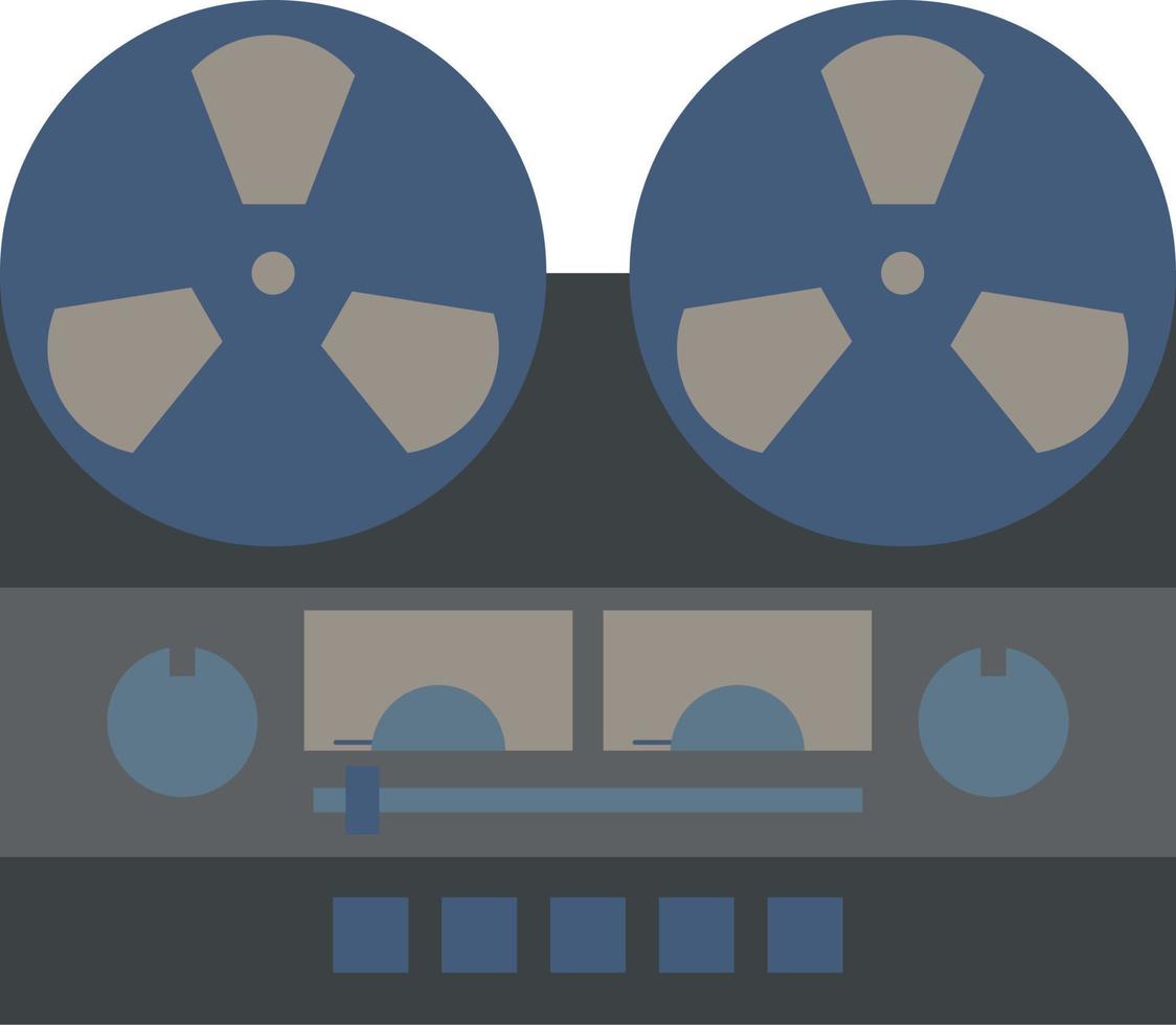 Jahrgang Spule Band Recorder Symbol mit retro Stil zum Nostalgie Design. Spule zu Spule Audio- Band Aufzeichnung. Vektor Illustration von retro Band Recorder mit eben Stil. Grafik Ressource von alt Technologie