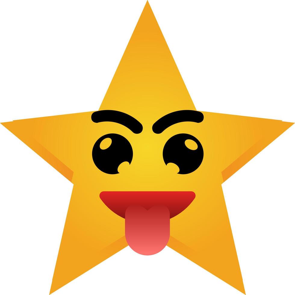 Star mit verspottet Ausdruck. Clip Kunst von Emotion Star Illustration mit eben Stil. Karikatur Charakter von glänzend Star Symbol mit süß Gesicht Ausdruck zum Design Grafik Element oder Kinder Bildung vektor