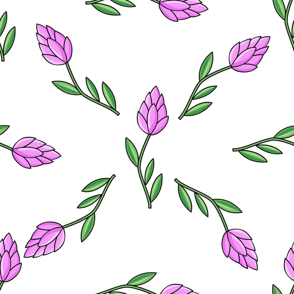 söt rosa blomma sömlös mönster. vektor illustration. växt och natur begrepp. platt tecknad serie stil.