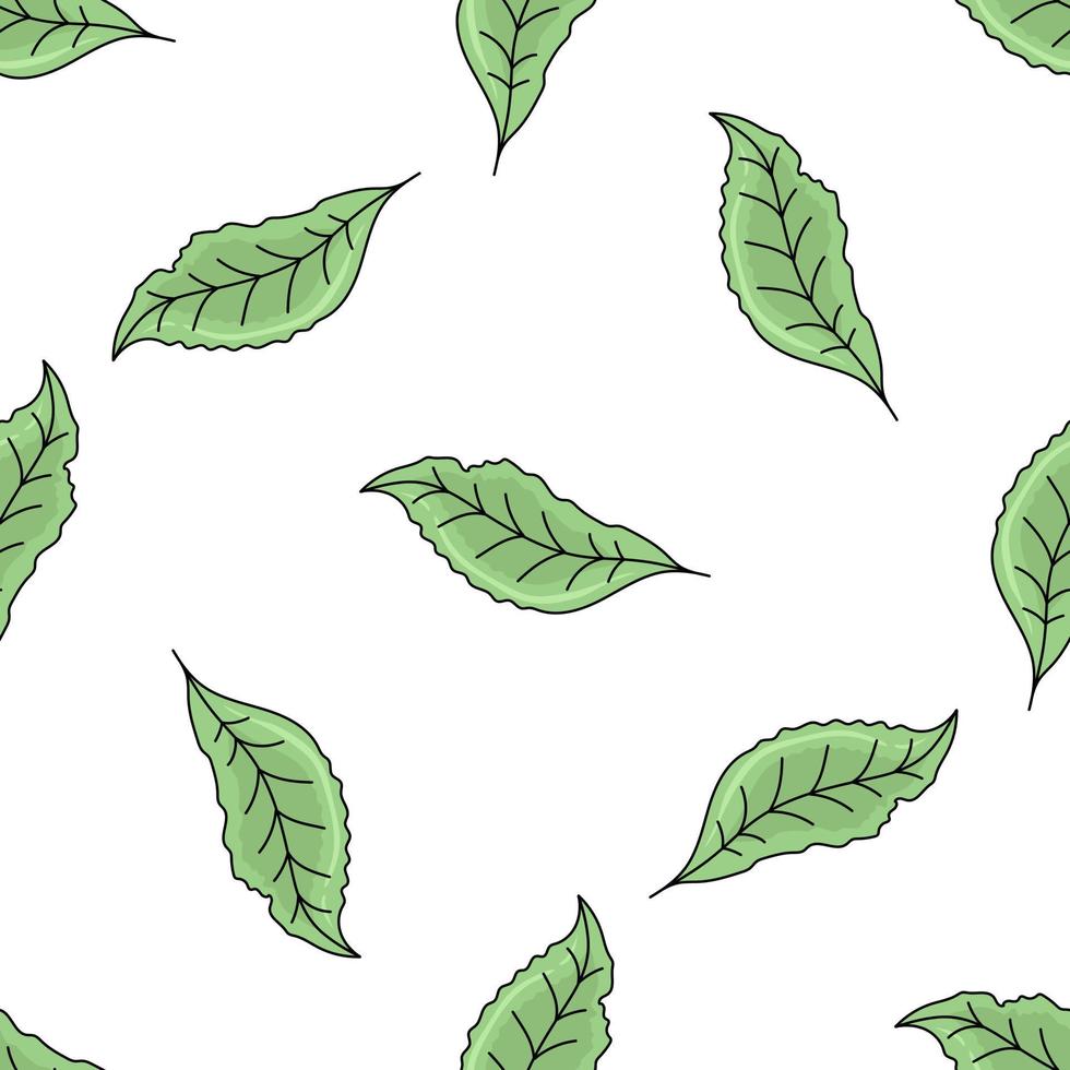 söt grön blad sömlös mönster. vektor illustration. platt tecknad serie stil.