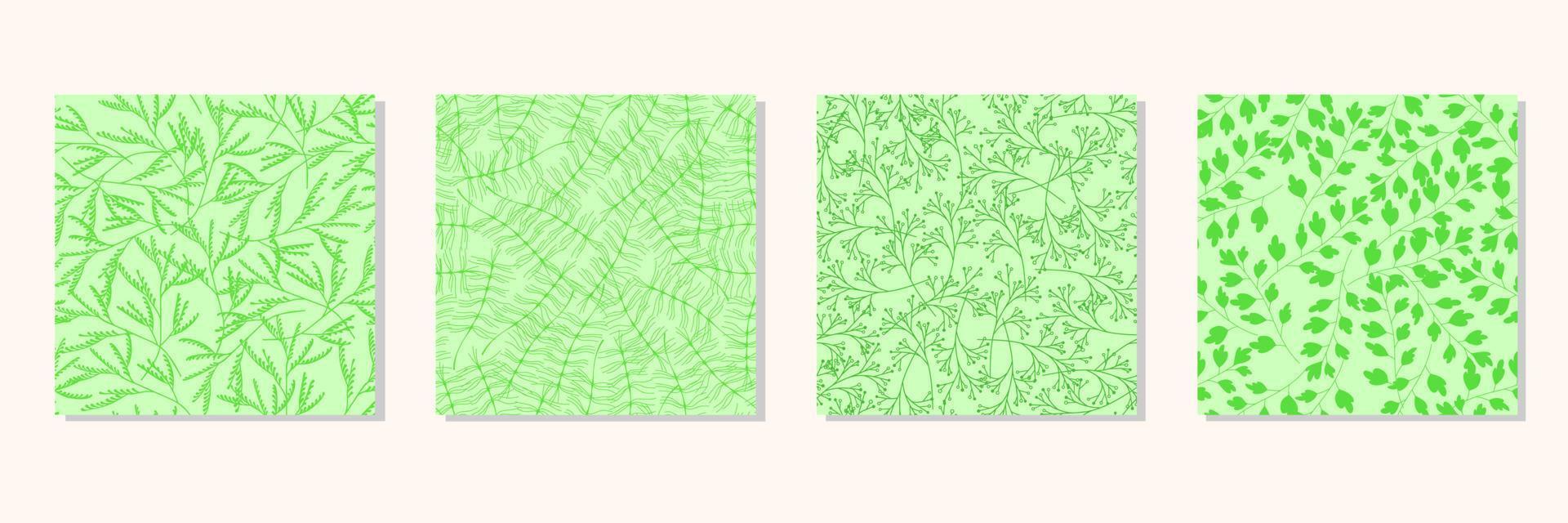 uppsättning av vår grön sömlös mönster. minimal natur mönster. vektor illustration.