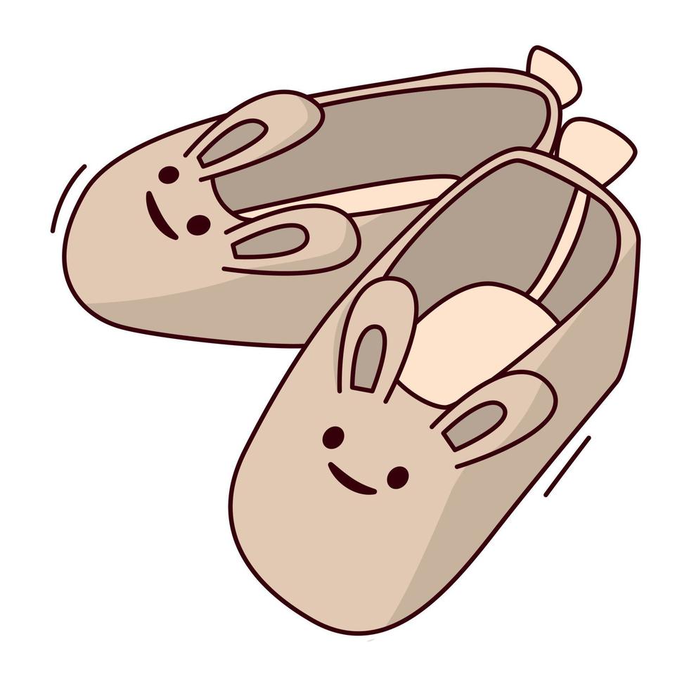 süß Baby Mädchen Schuhe mit Hase Ohren. Vektor komisch isoliert Gekritzel Illustration.