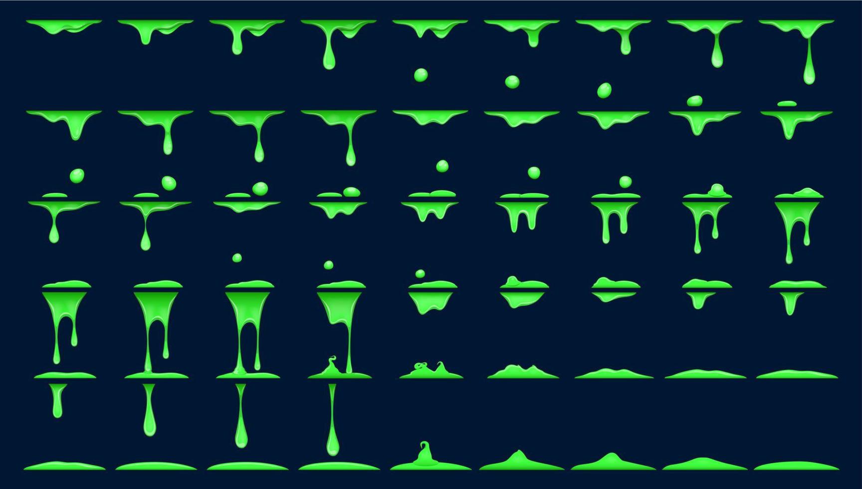grön slem, toxisk flytande animering sprite ark vektor