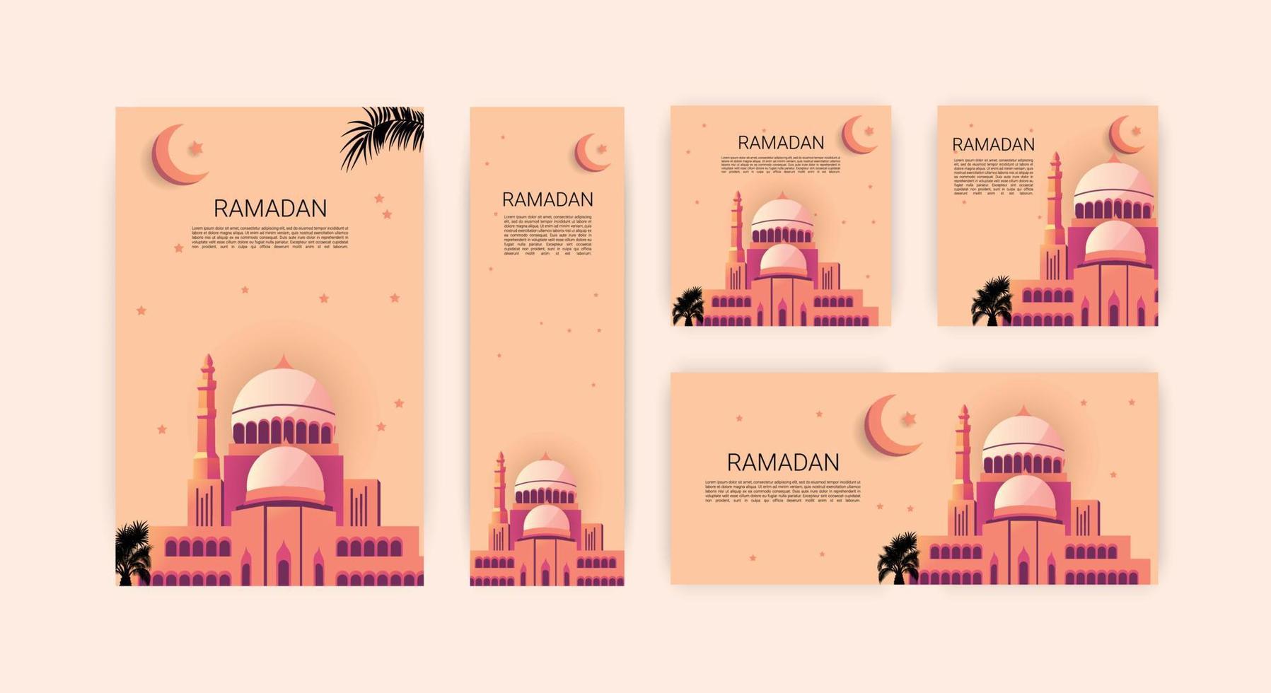 Ramadan Gruß Karte Design feiern islamisch Festival mit froh, sentimental, und herzerwärmend Karten perfekt zum Teilen Segen und Liebe mit Familie, Freunde, und Gemeinschaft vektor