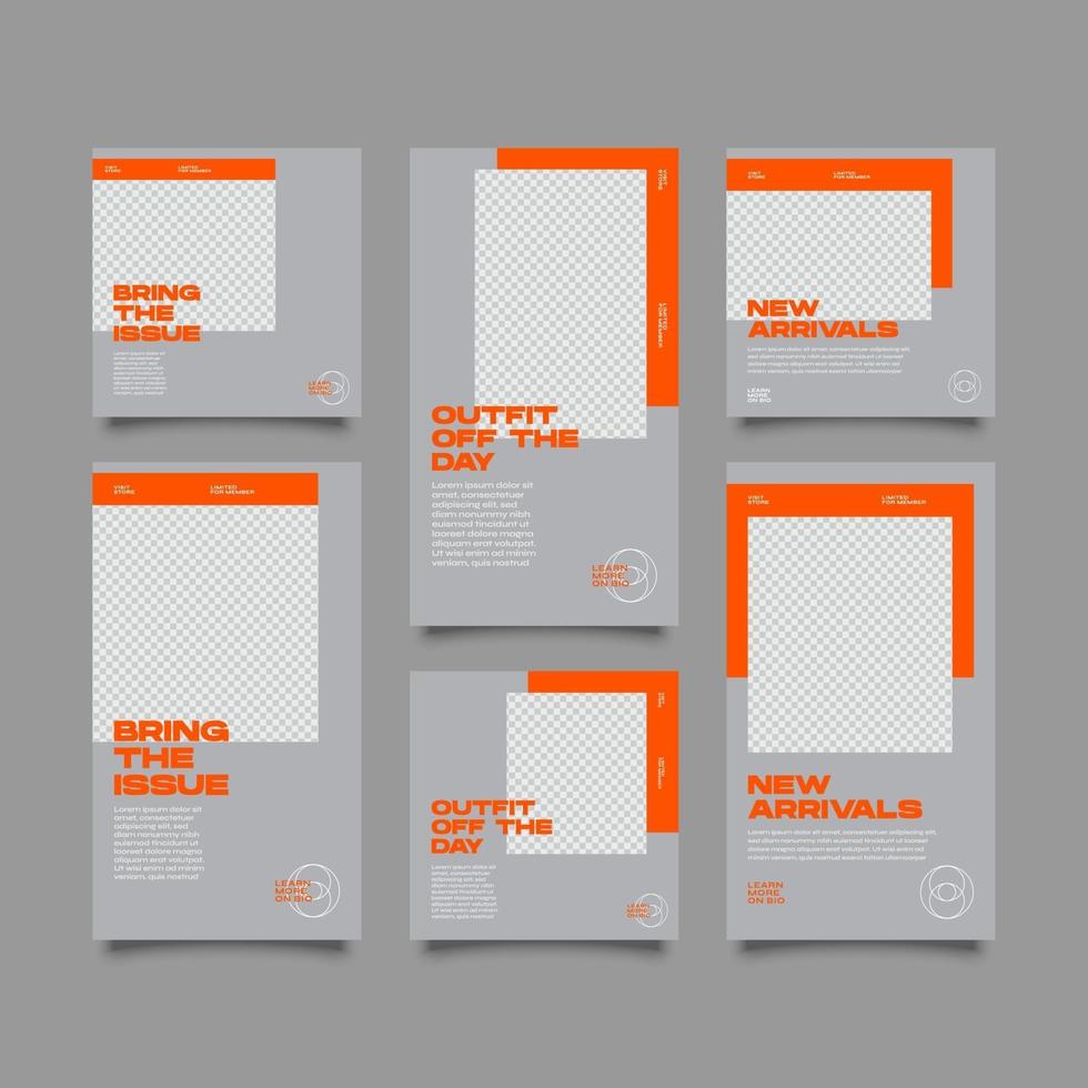 Social Media Orange cooles Theme Bundle Kit Vorlage vektor