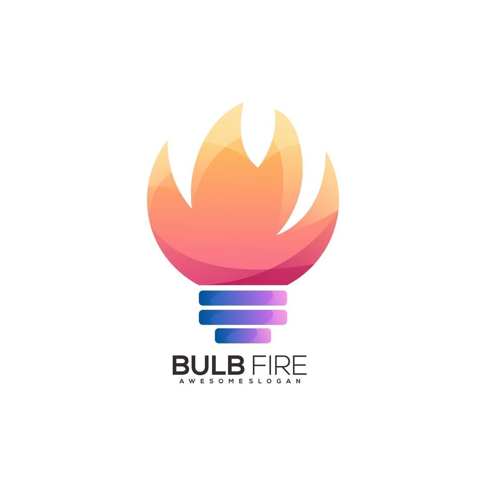 logotyp illustration, färgglada glödlampa och eld vektor