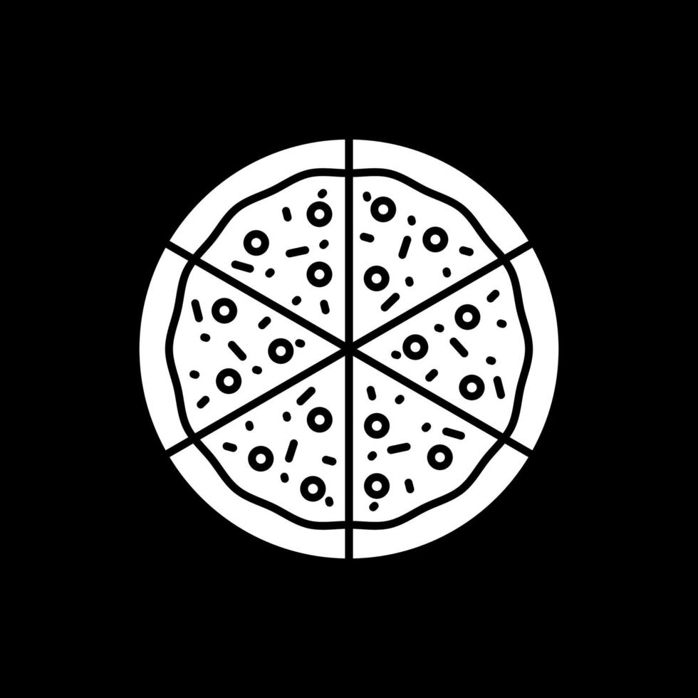 klippa skivor av pizza mörkt läge glyph ikon vektor