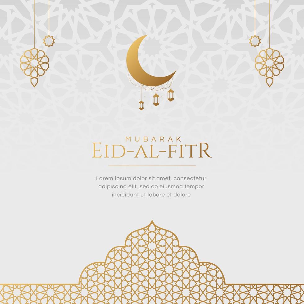 eid al-fitr mubarak islamic arabicum vit arabesk mosaik- mönster bakgrund vektor