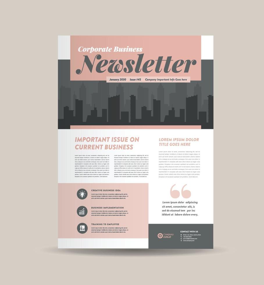 Business Newsletter Design und monatliches Journal Design vektor