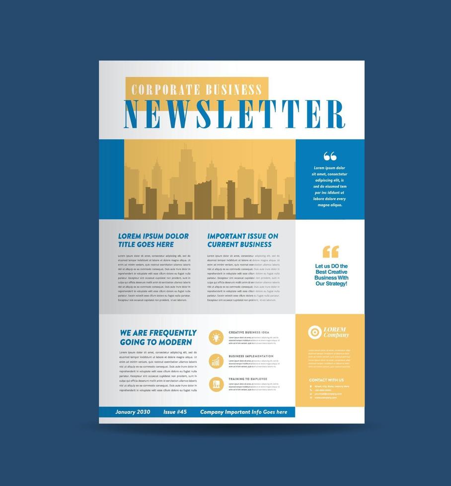 Business Newsletter Design und monatliches Journal Design vektor