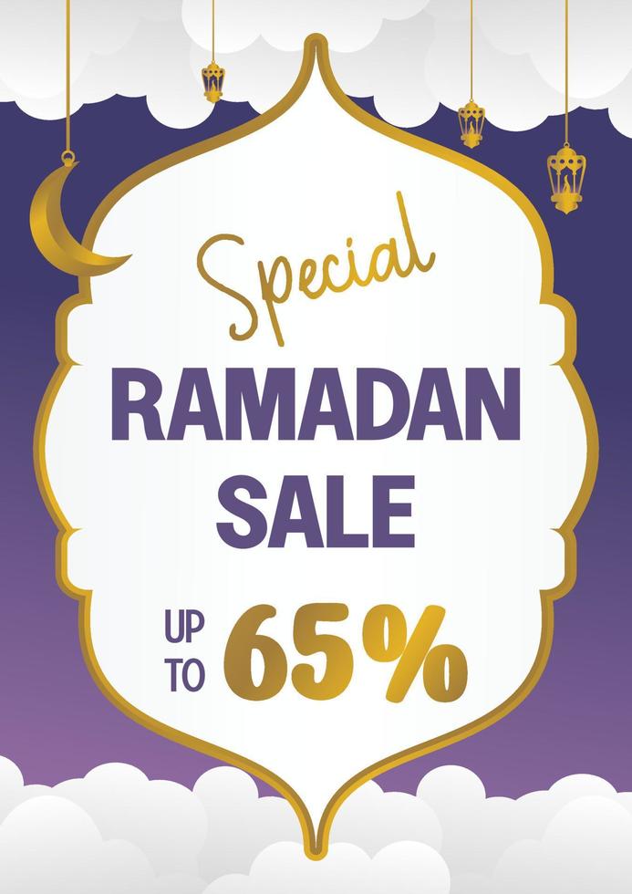 redigerbar ramadan försäljning affisch mall. med papper skära ornament, måne och lyktor. design för social media och webb. vektor illustration