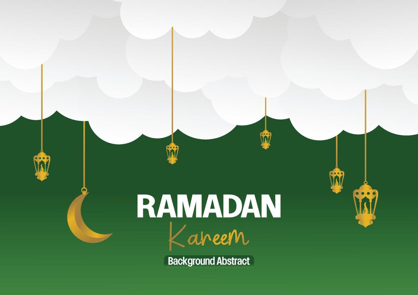 ramadan kareem hälsning baner eller kort design med 3d papper skära prydnad av islamic lykta, måne i gyllene Färg. vektor illustration. plats för text