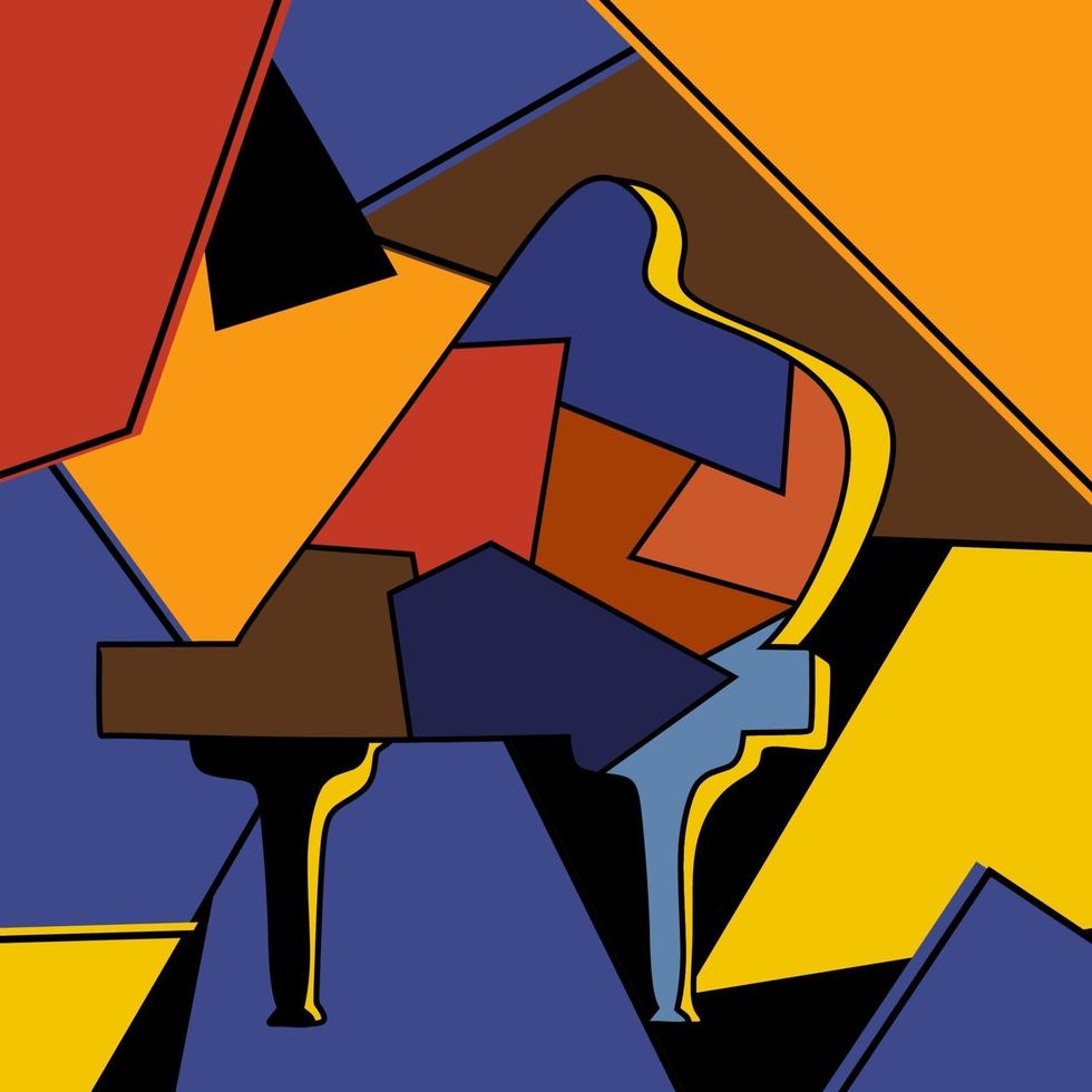 abstrakter Kubismus Minimalismus Klavier bunte Malerei Kunststil. Musikinstrumententhema. Handzeichnung klassisches Instrument. das Konzept klassisches Musikplakat. Vektor-Design-Illustration vektor