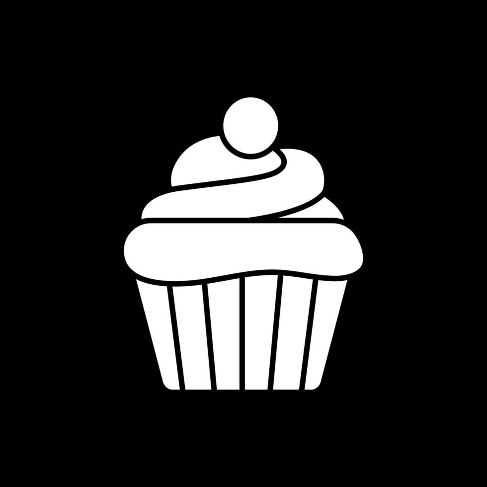 cupcake mörkt läge glyph-ikon vektor