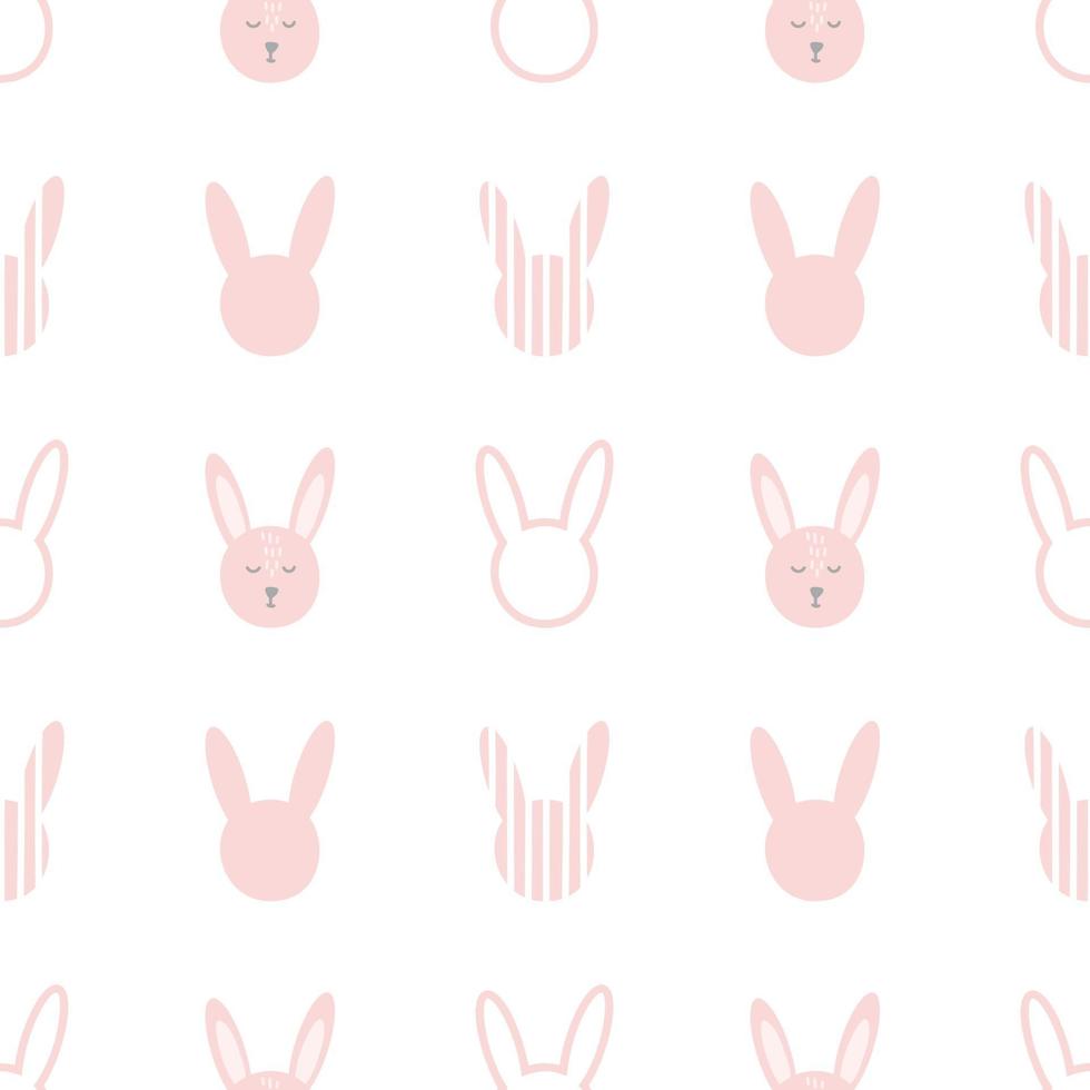 Hand gezeichnete niedlichen Hasengesichtsmuster. nahtloser Vektor Kaninchen Hintergrund mit Kaninchen für Kinder Design. Skizze Baby Illustration, Kinder Design Druck.