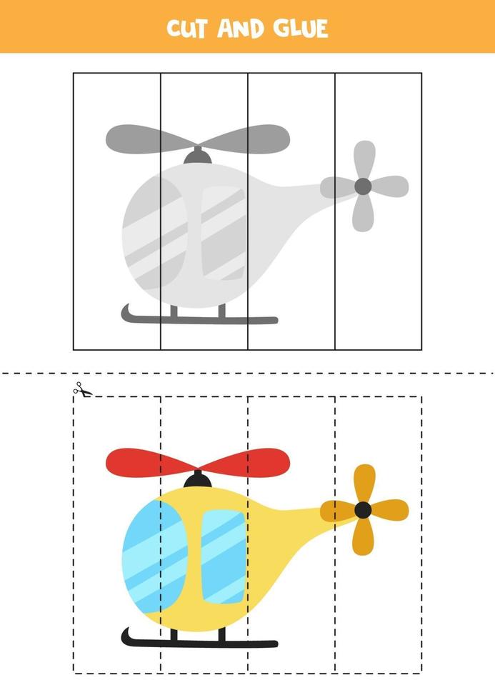 klipp och lim spel för barn. tecknad helikopter. vektor