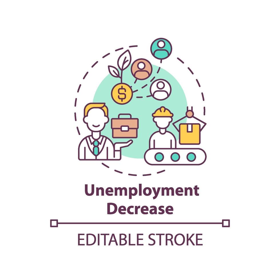 Konzeptikone zur Verringerung der Arbeitslosigkeit vektor