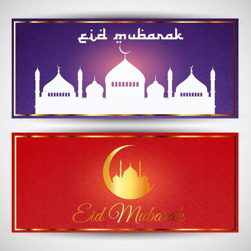 Eid mubarak banderoller vektor