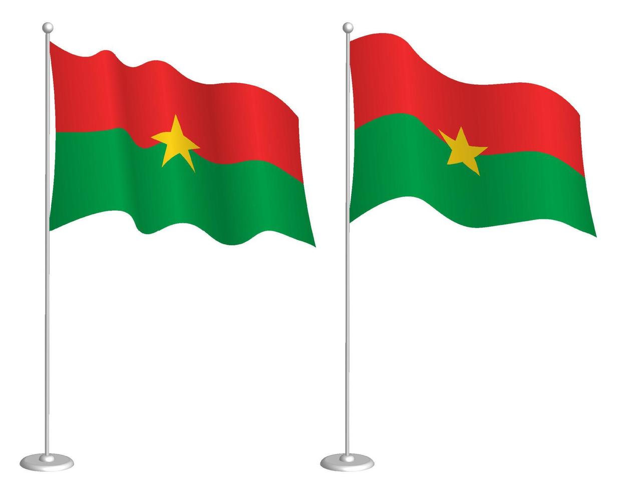 flagga av Burkina faso på flaggstång vinka i vind. Semester design element. kontrollstation för Karta symboler. isolerat vektor på vit bakgrund