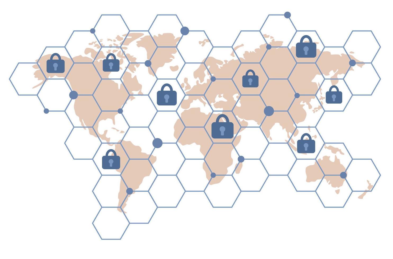 cyber säkerhet ikon. skydd av information. stängd hänglås skyddar global nätverk. vektor platt illustration