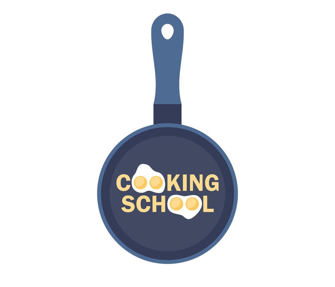matlagning skola - text på kök fräsning panorera. kulinariska uppkopplad bemästra klass. vektor platt illustration