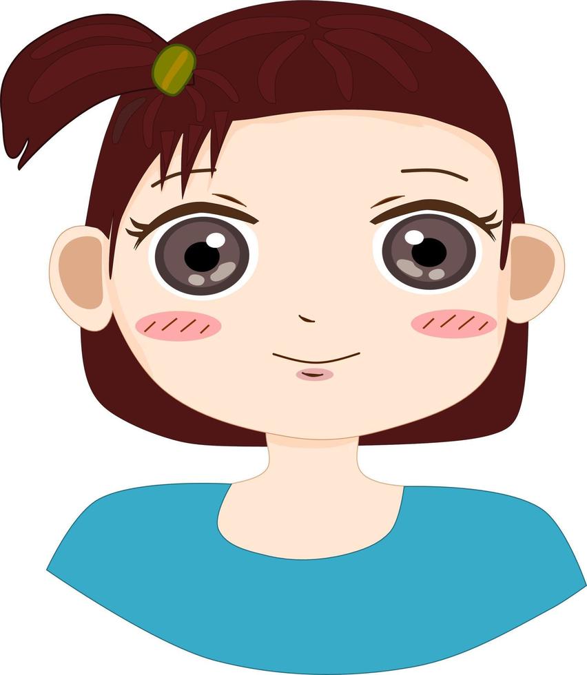 avatar Lycklig leende ung flicka hetero kort hår. platt avatar karaktär illustration. vektor isolerat på vit bakgrund. fri vektor.