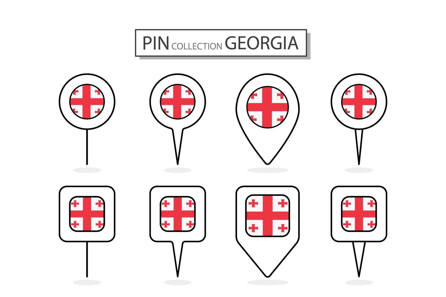 uppsättning av platt stift georgien flagga ikon i olika former platt stift ikon illustration design. vektor