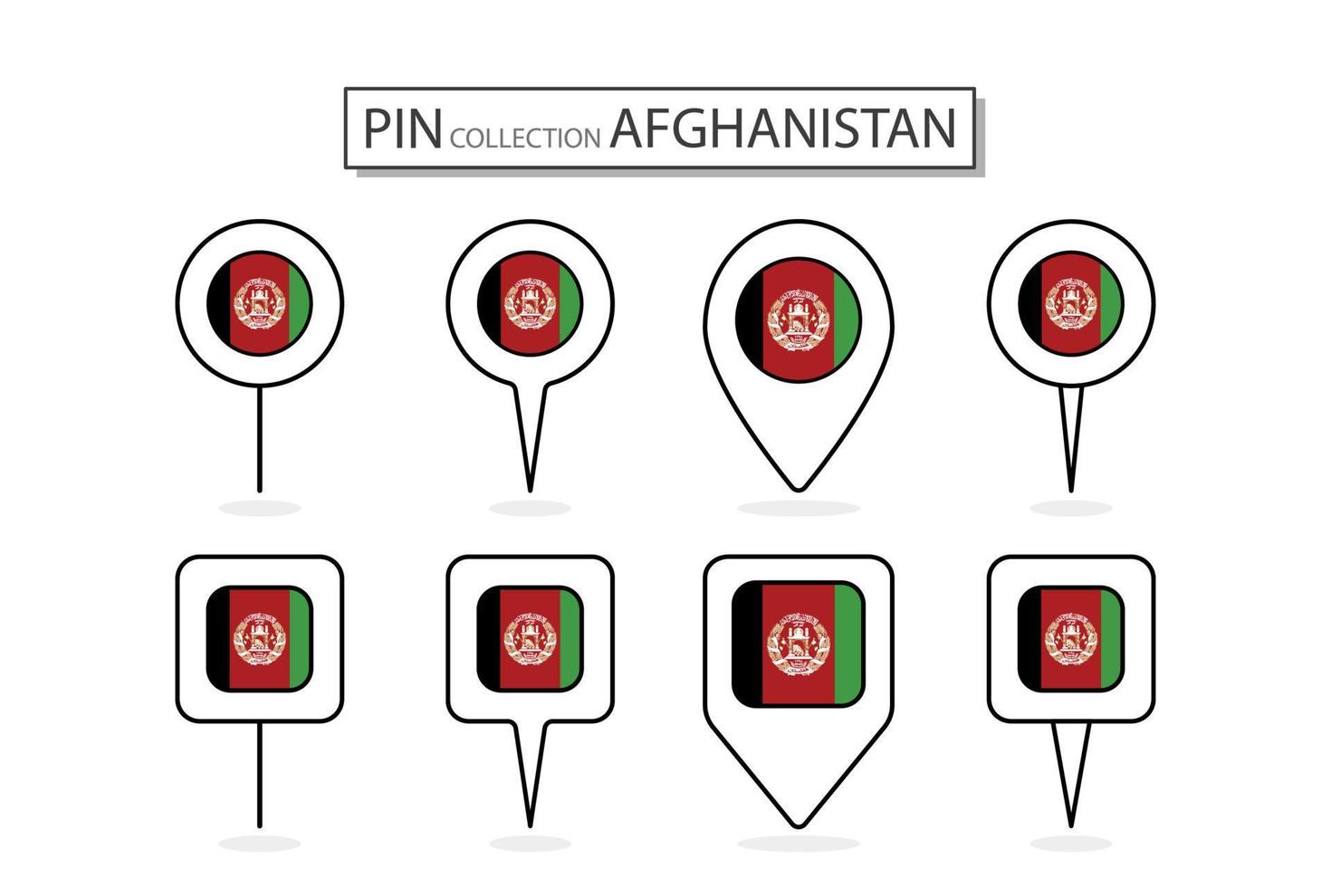 einstellen von eben Stift Afghanistan Flagge Symbol im vielfältig Formen eben Stift Symbol Illustration Design. vektor