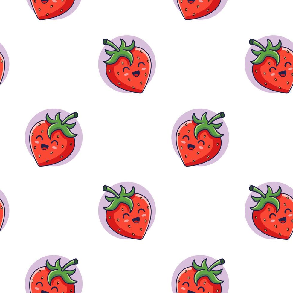 söt röd söt jordgubb sömlös mönster i klotter stil. vektor hand dragen tecknad serie jordgubb illustration. hand dragen skiss av jordgubbe. mönster för barn kläder.