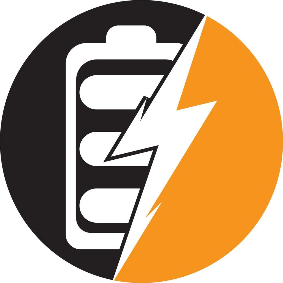 Logo-Design-Vorlage für Power-Akkus. Akku-Schnelllade-Logo-Design. Akkuleistung und Flash-Blitz-Logo-Symbol. vektor