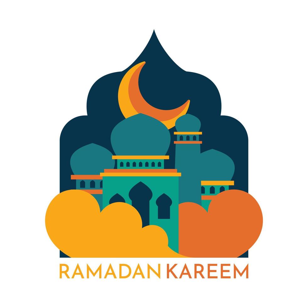Ramadan kareem mit islamisch Illustration Ornament. Ramadan kareem Gruß Hintergrund islamisch mit Moschee vektor